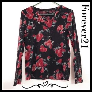 Forever21:Size:S/Floral Longsleeve Knit Top